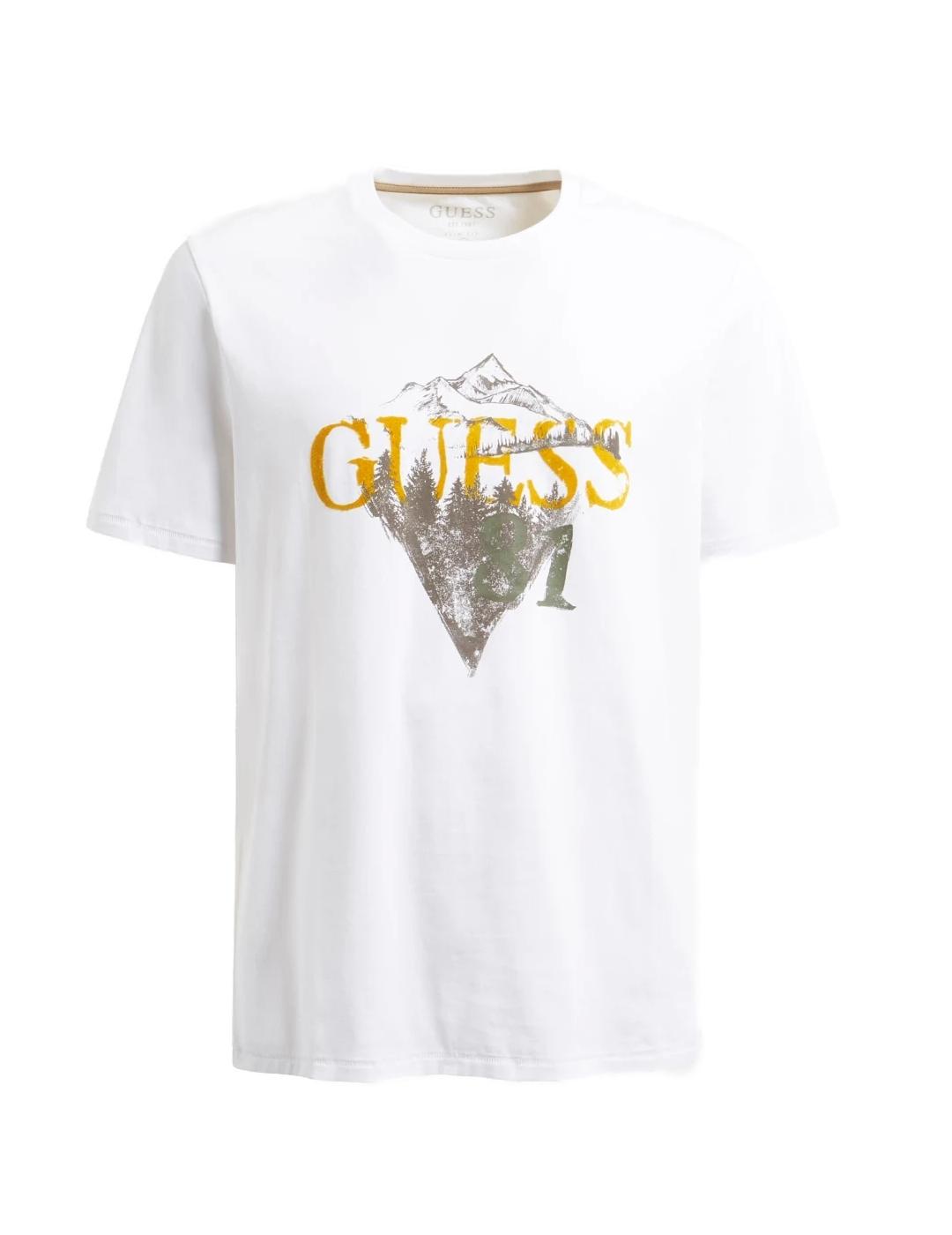 Camiseta Guess mountain blanca para hombre-z