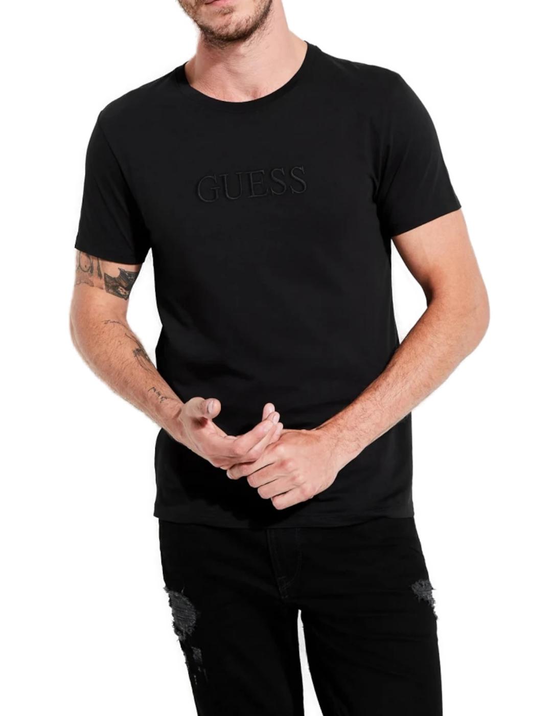 Camiseta Guess Pima logo negro para homrbe-z