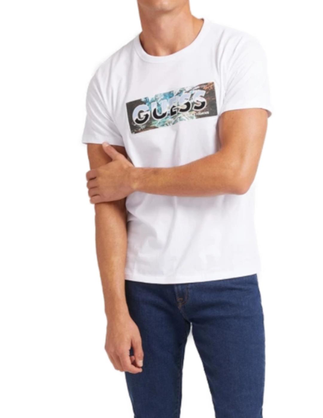 Camiseta Guess Tahoe blanco para hombre-z
