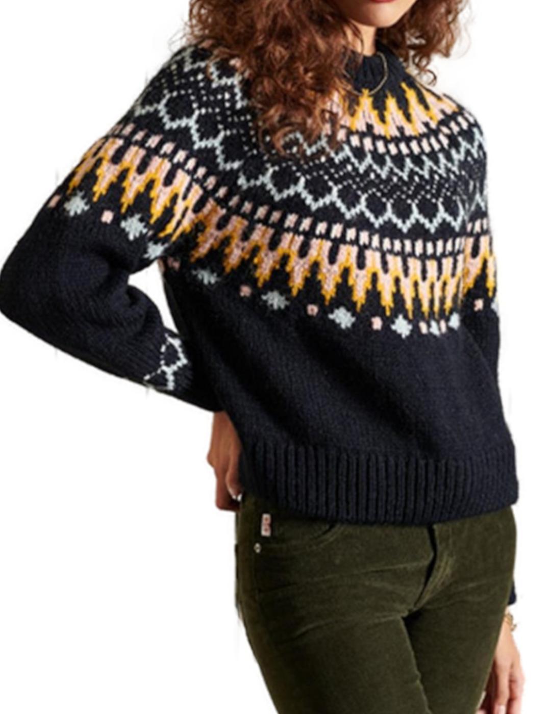 Jersey Superdry Fairisle grecas marin para mujer-z