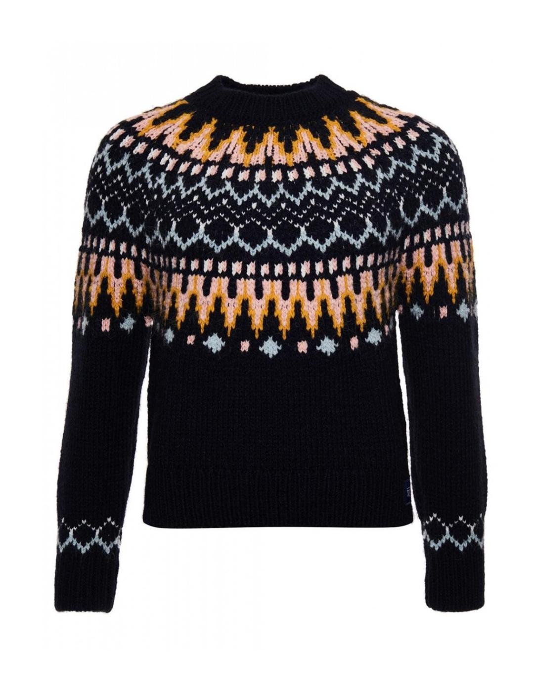 Jersey Superdry Fairisle grecas marin para mujer-z