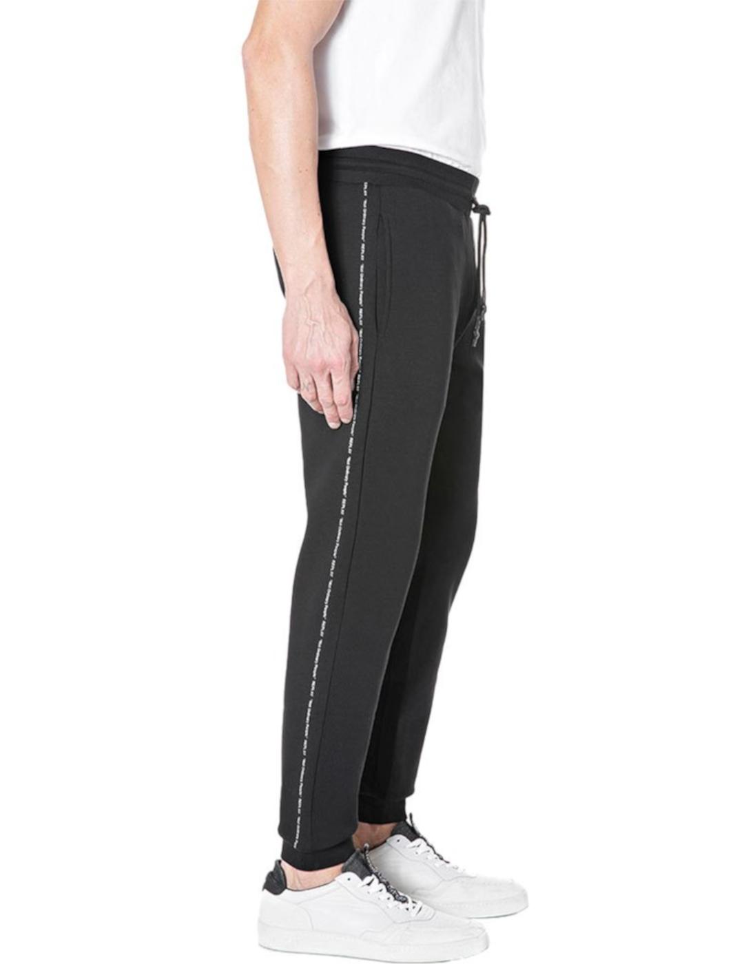 Pants negro con sales franja blanca hombre