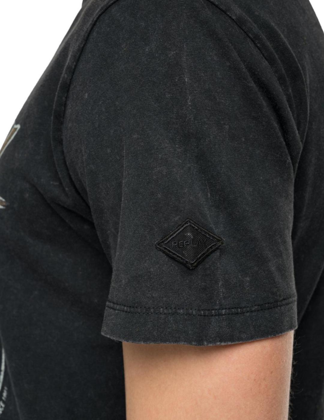 Camiseta Replay negra lavada para hombre-z