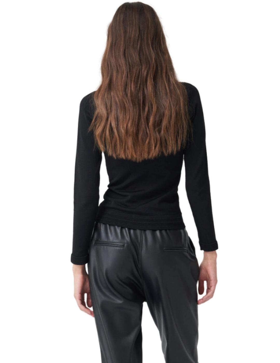 Jersey Salsa hombro abotonado negro para mujer- z