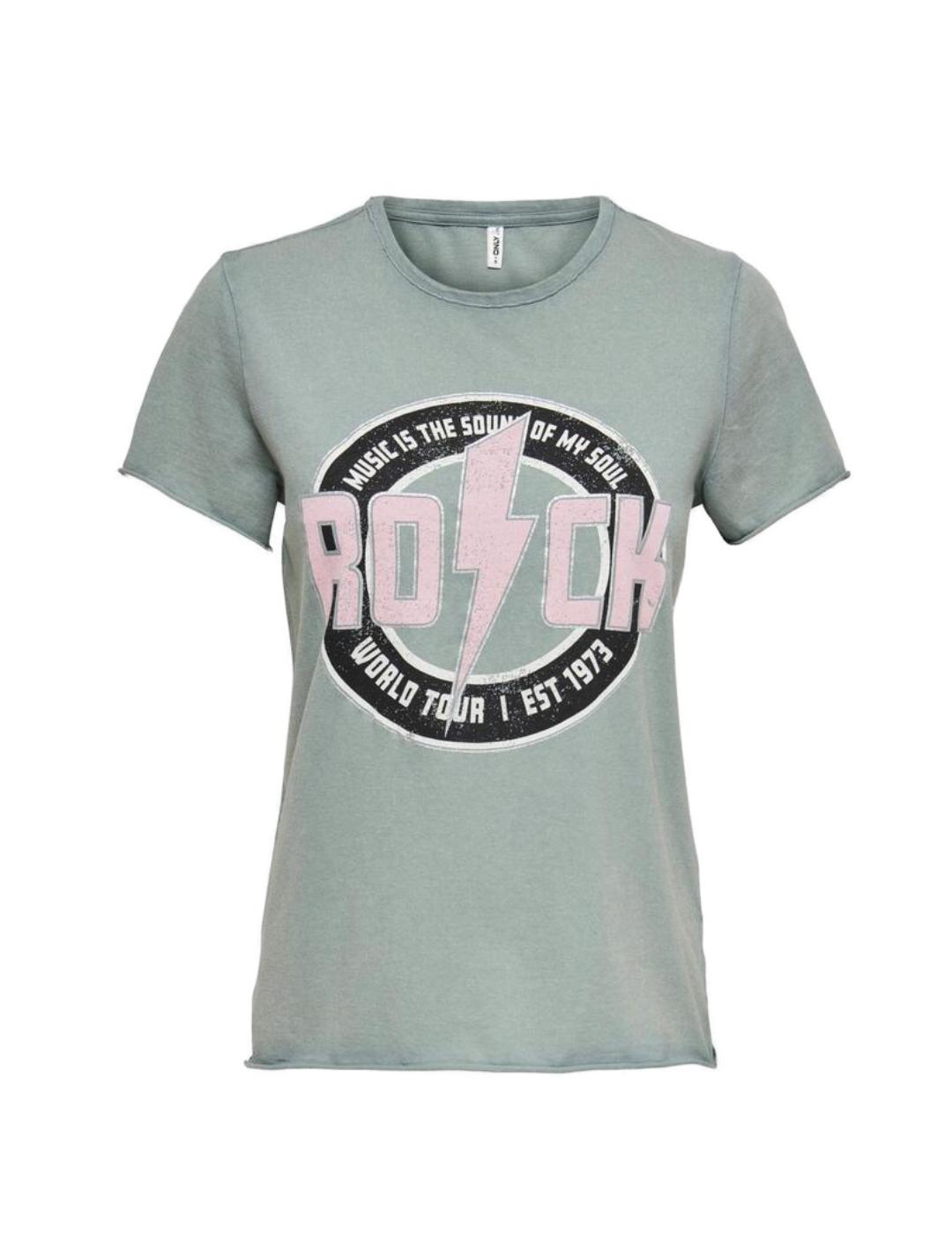 CAMISETA ONLY LUCY ROCK GRIS PARA MUJER-Z