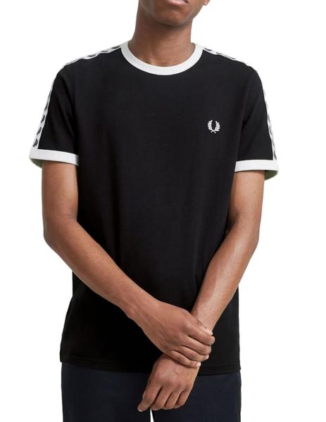 Máquina de recepción Mono Reino Camiseta Fred Perry negra BAS para hombre-z