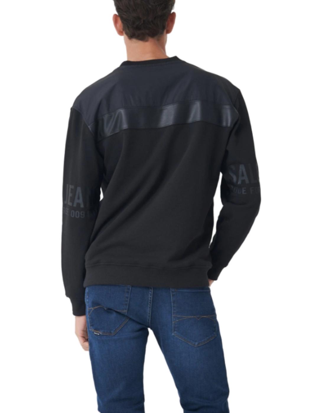 Sudadera negra slim logo para hombre- z