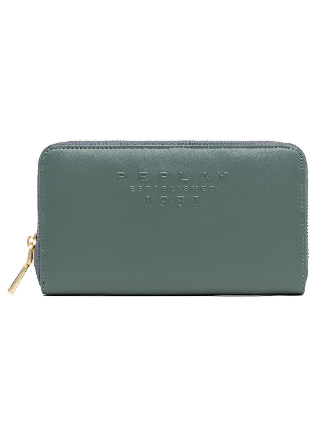 Cartera verde con logo Replay para mujer-z