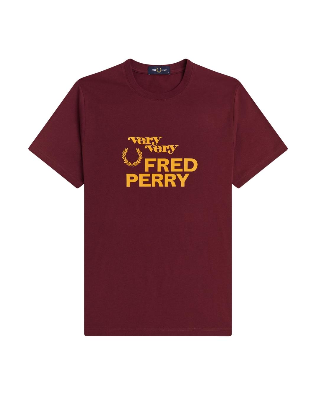 Camiseta Fred Perry granate dibujo para hombre-z