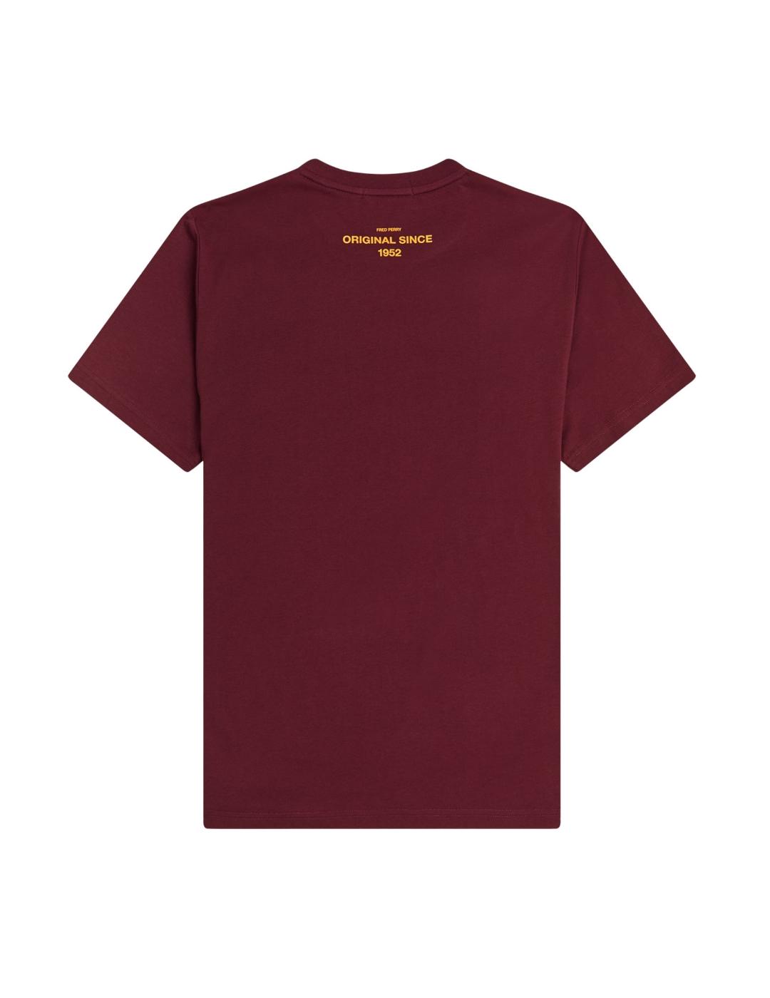 Camiseta Fred Perry granate dibujo para hombre-z
