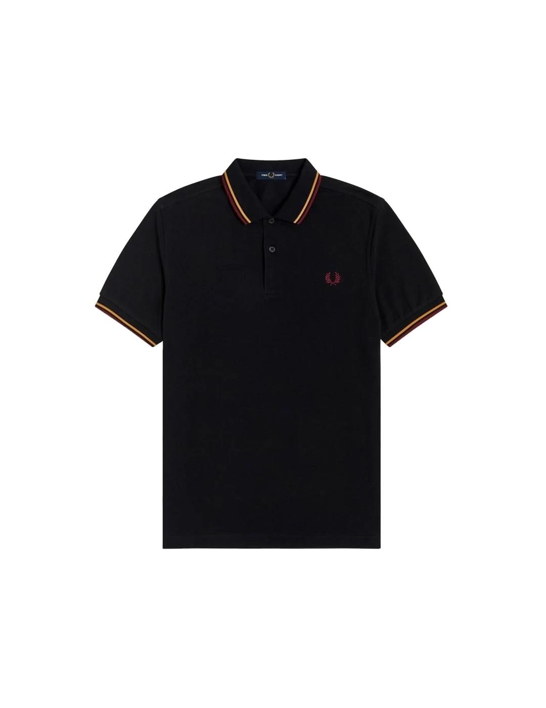 Polo Fred Perry negro/dorado para hombre-z