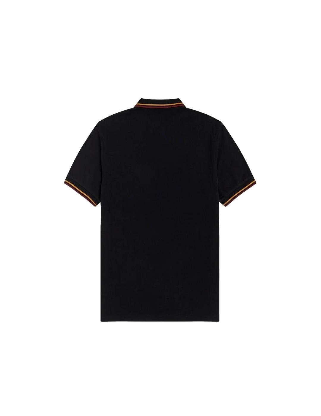 Polo Fred Perry negro/dorado para hombre-z