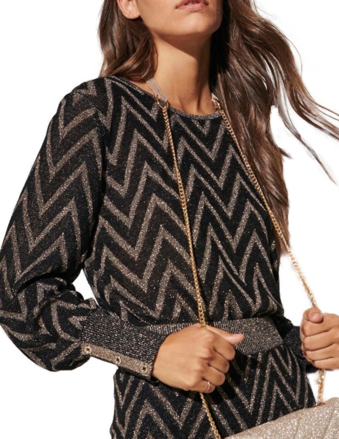 Jersey Only glitter negro y dorado para mujer-z