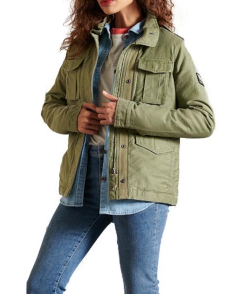 Chaqueta Clásica Impermeable de Mujer Color Verde Militar