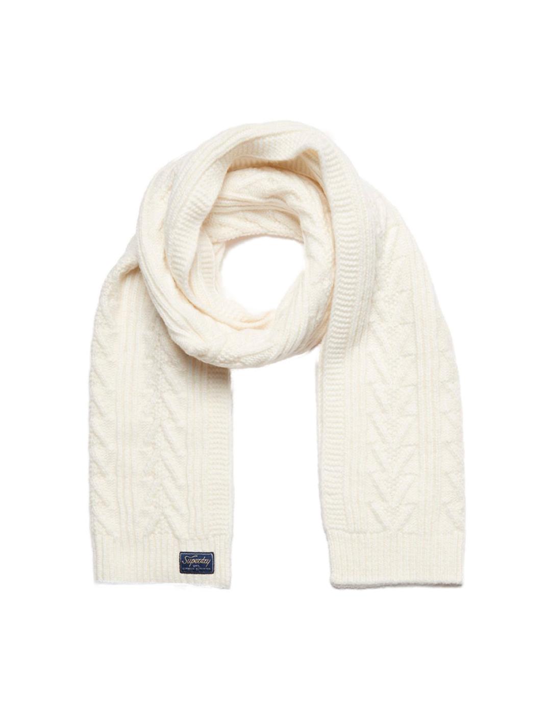 Bufanda Superdry Cable lux blanco para mujer-z