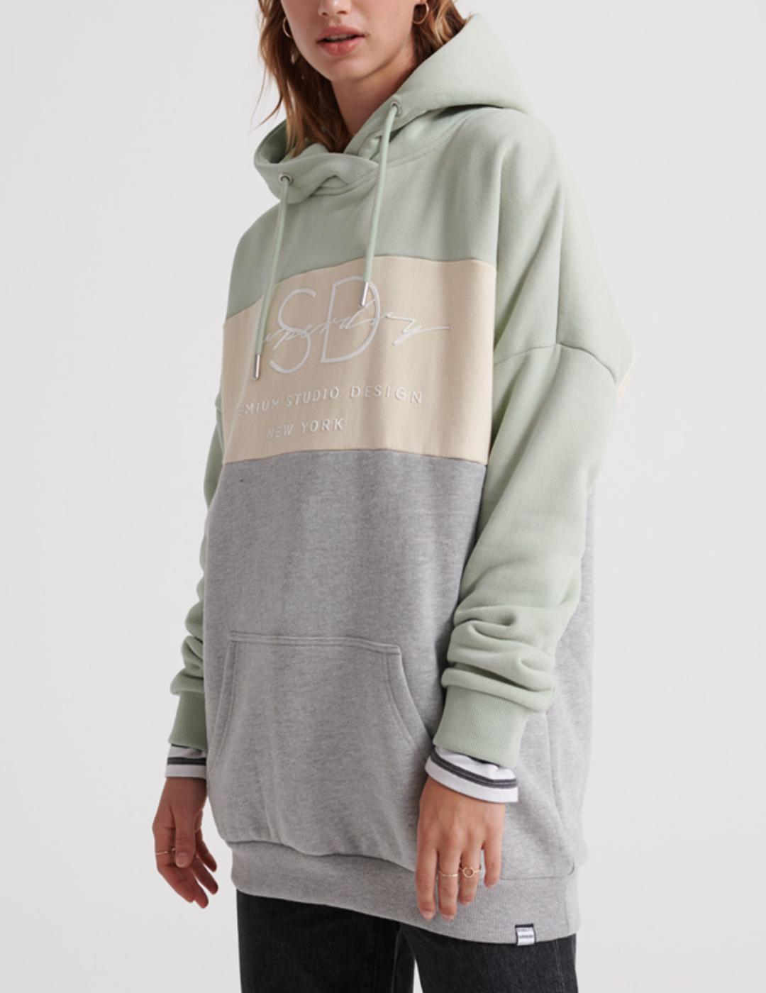 LINNEA COLOUR BLOCK HOOD DESERT SAGE- V