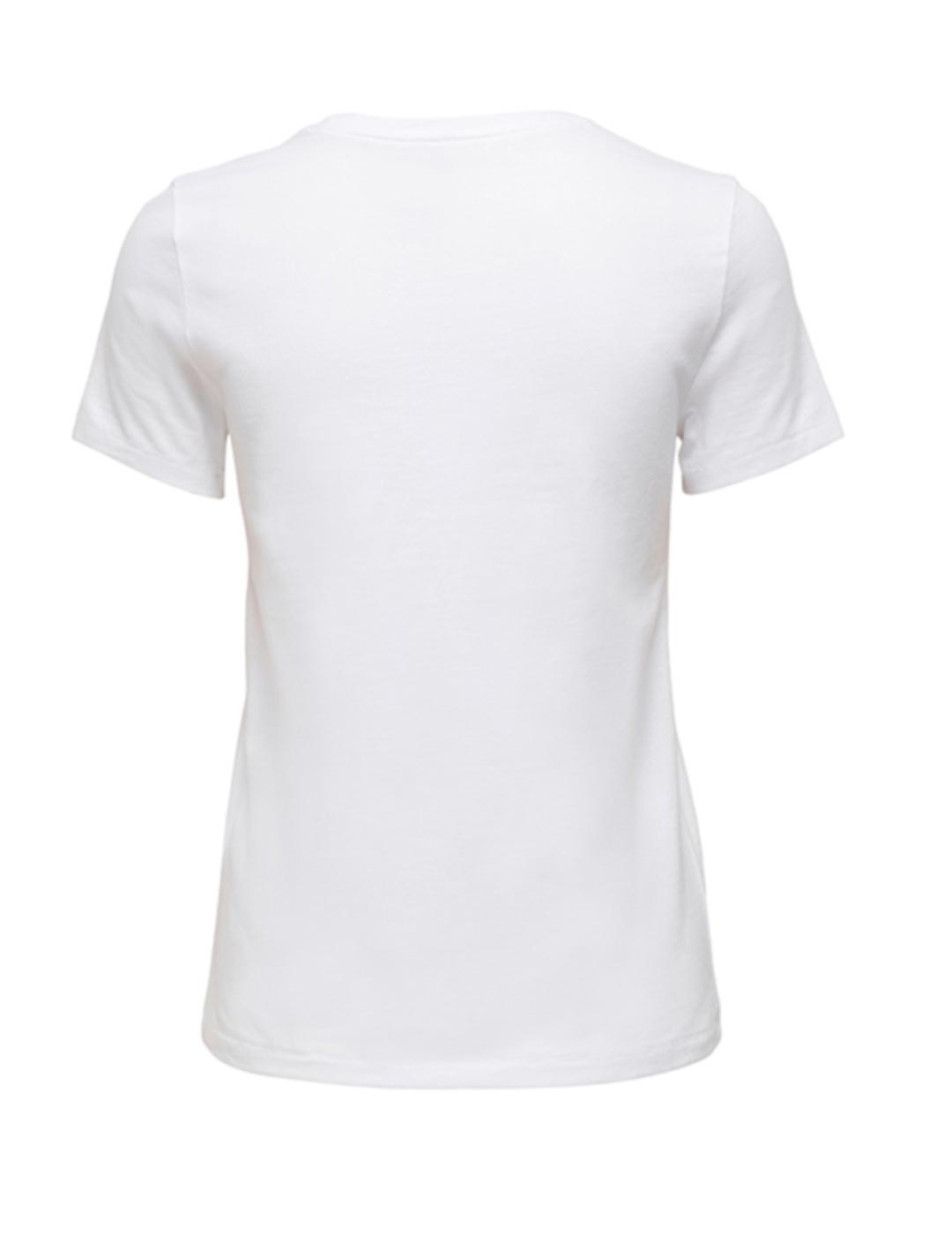 Camiseta Only blanca letras cebreadas de mujer-z