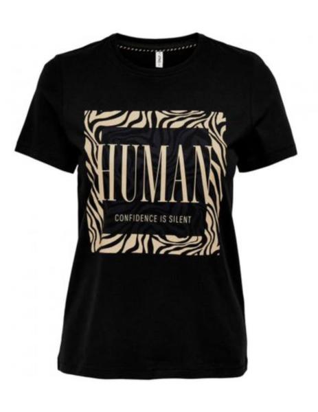 Camiseta Only negra letras cebreadas de mujer z