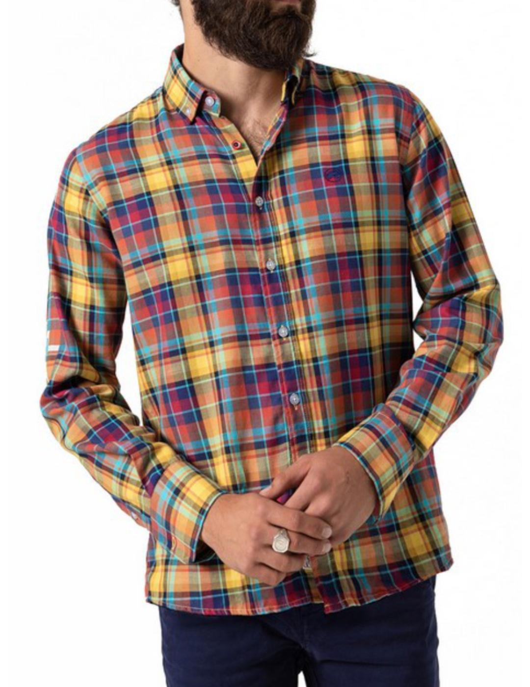 Camisa Altona cuadros amarillo para hombre-z