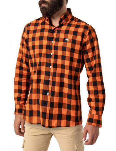 Camisa Altona cuadros negro/naranja para hombre-z