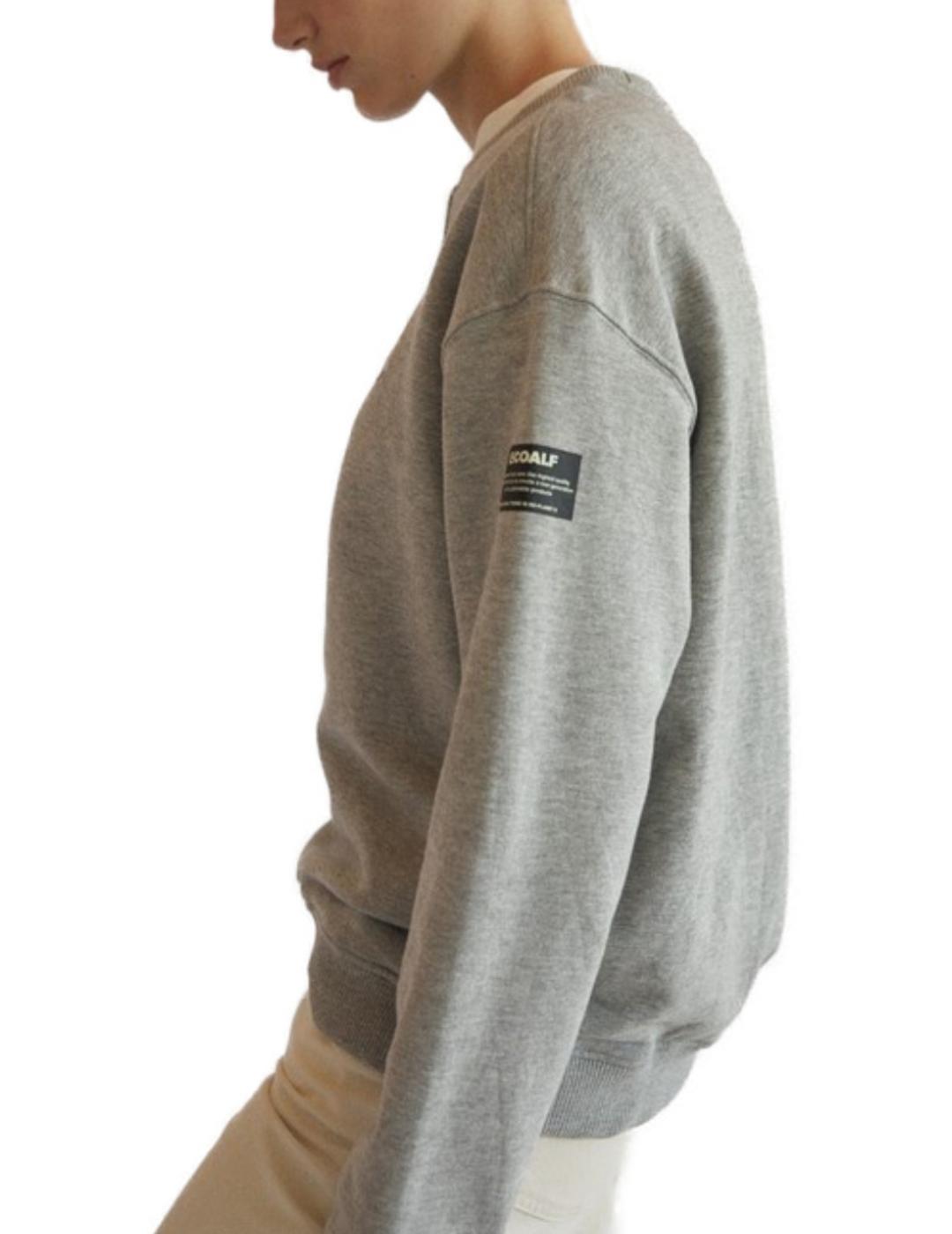 Sudadera Ecoalf gris con letras rosas para mujer-z