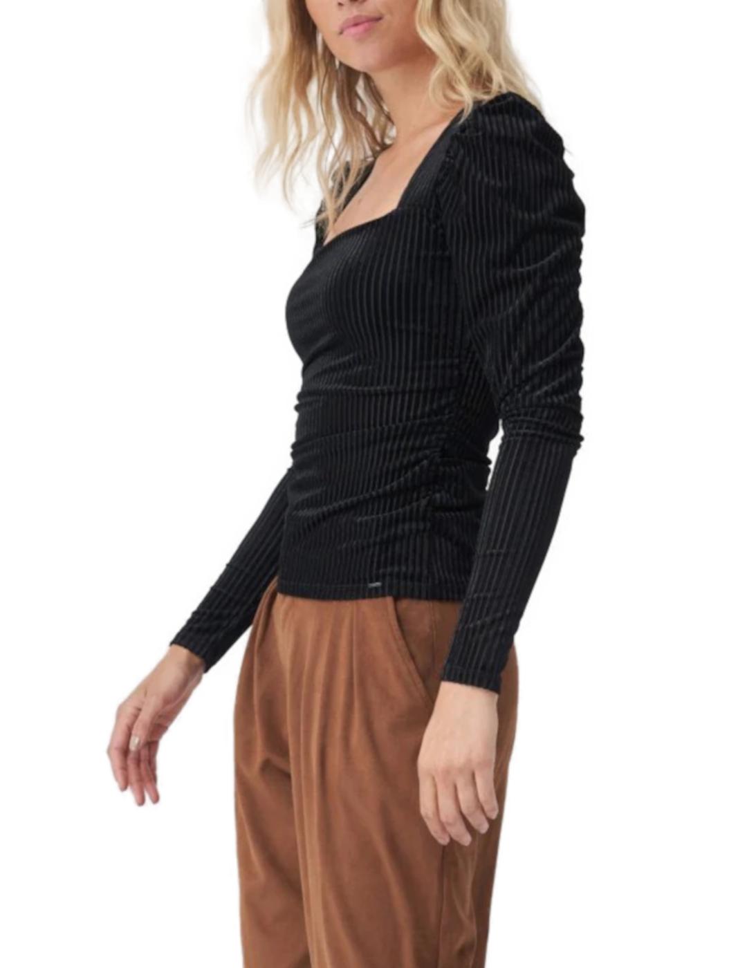 Jersey Salsa negro de escote cuadrado para mujer-z
