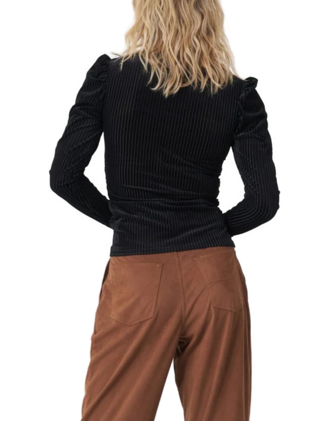 Jersey Salsa negro de escote cuadrado para mujer-z