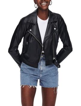 Cazadora Only biker con solapas negra de mujer-