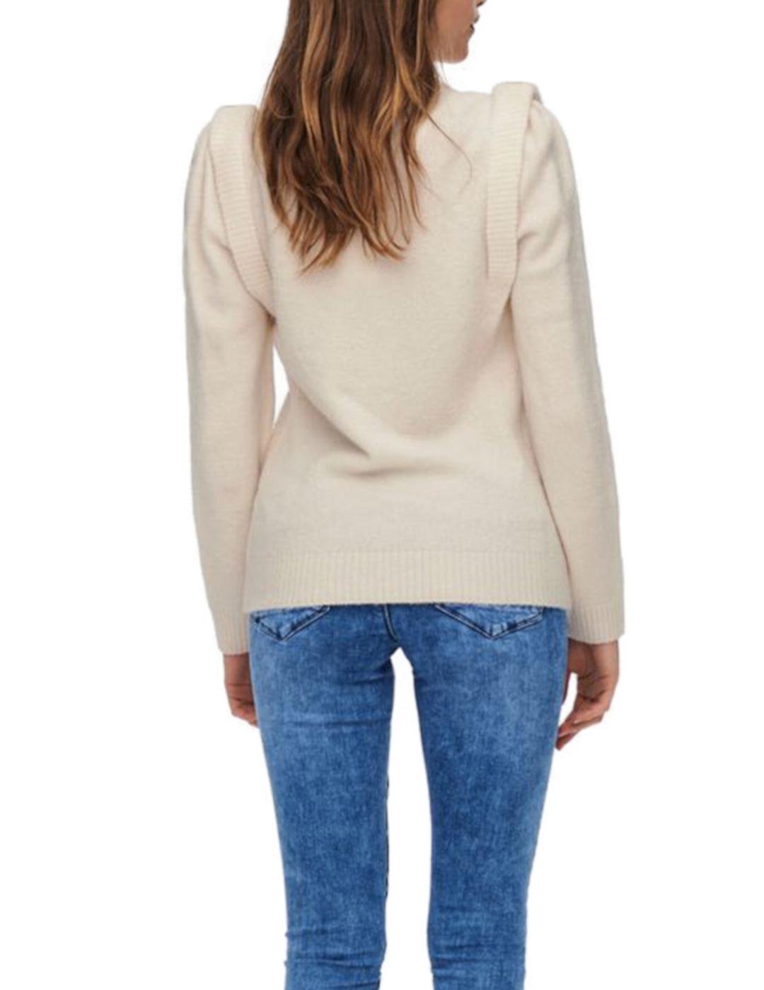 Jersey ONLY crudo volante en hombros para mujer-z