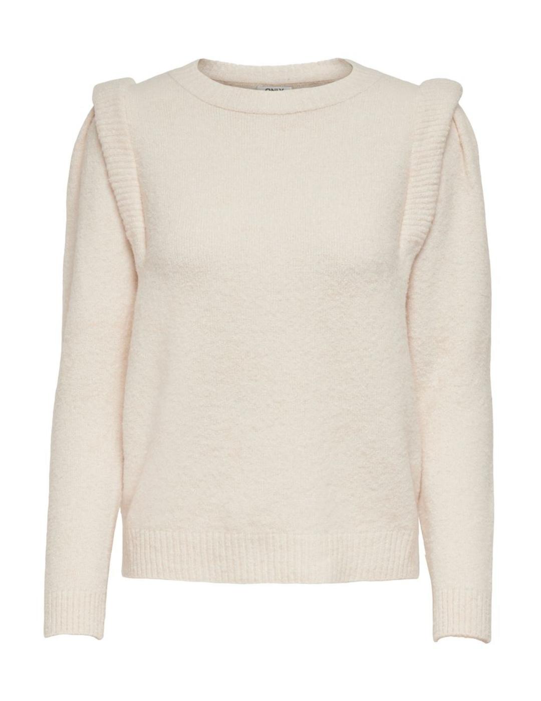 Jersey ONLY crudo volante en hombros para mujer-z