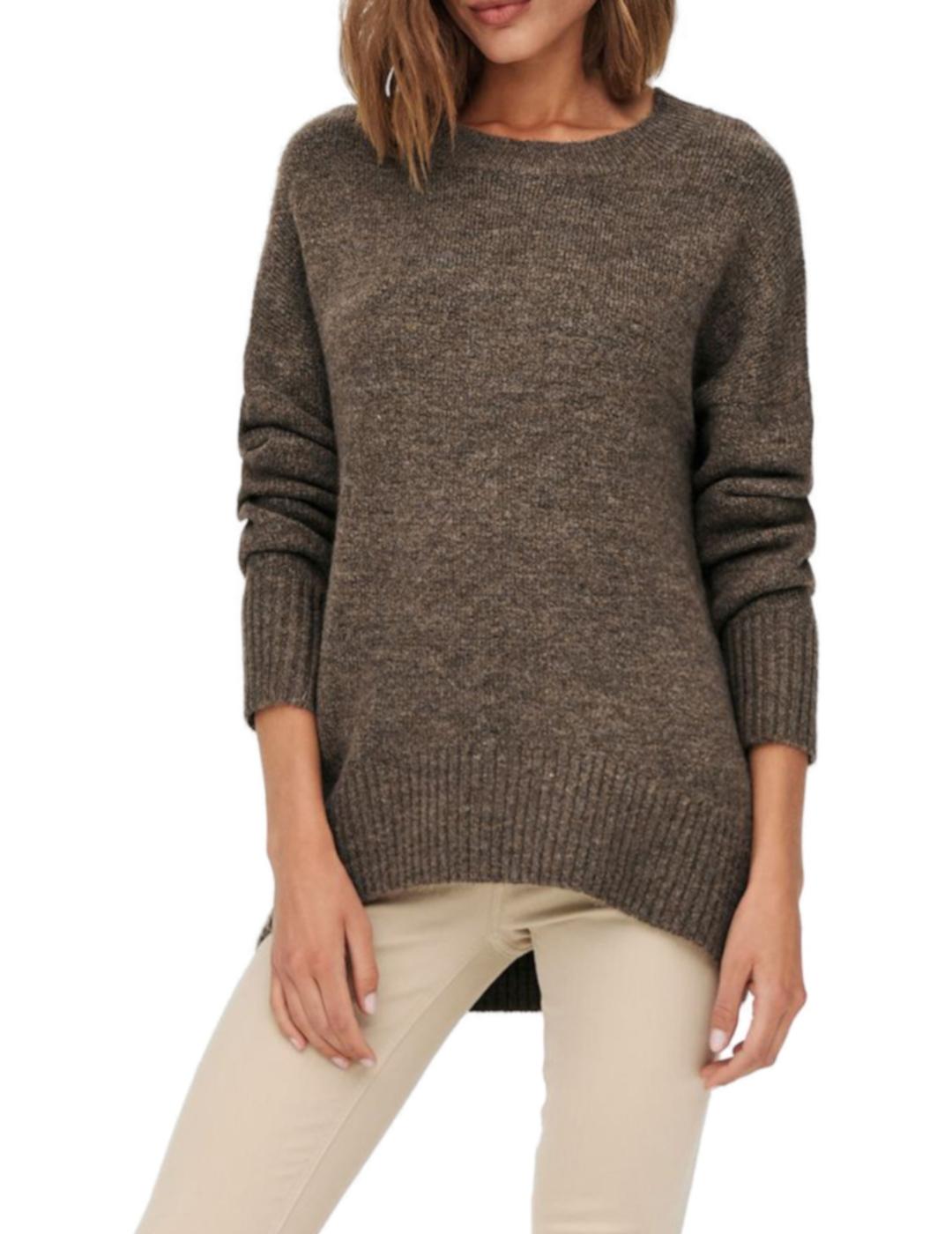 Jersey ONLY de punto marrón para mujer-z
