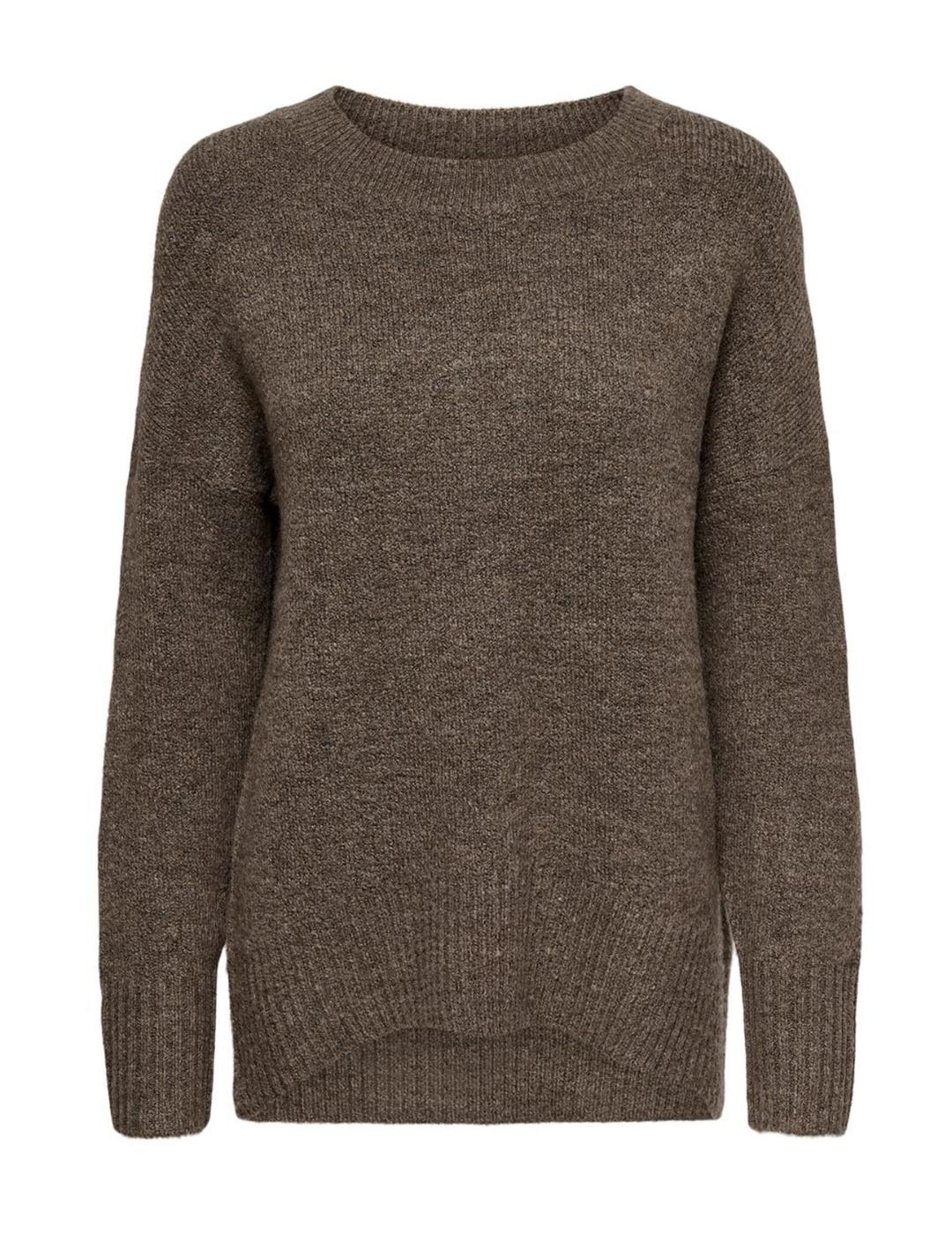 Jersey ONLY de punto marrón para mujer-z