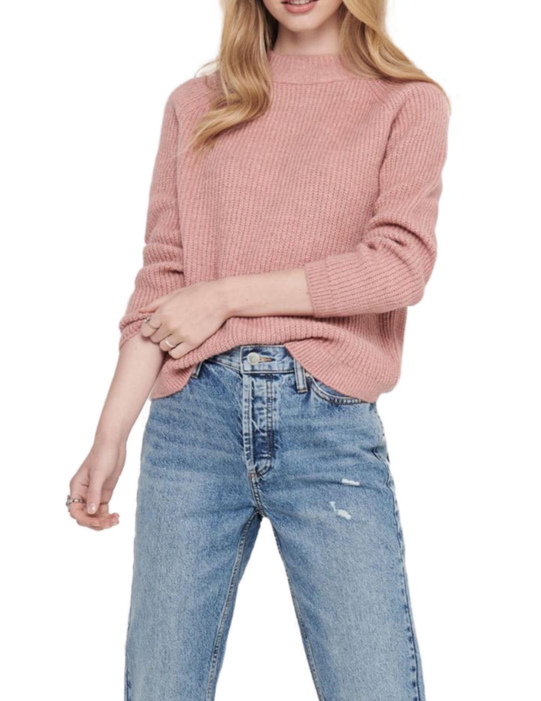 Jersey ONLY de punto rosa  para mujer-z
