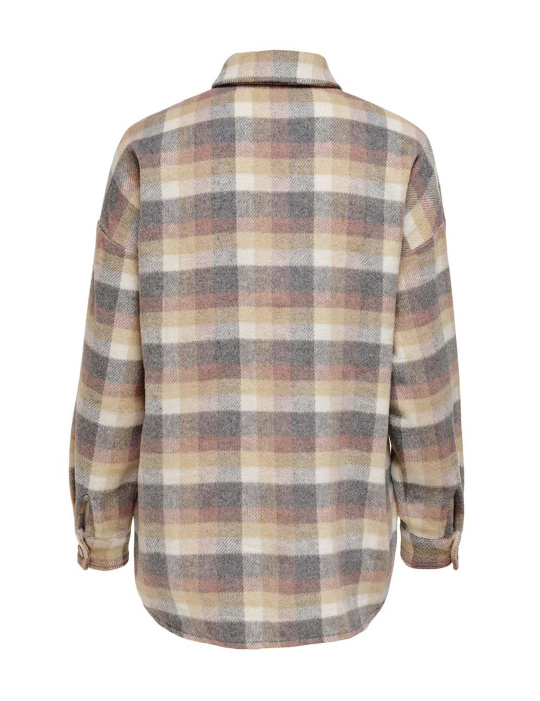 Sobrecamisa ONLY cuadros tonos tierra para mujer-z