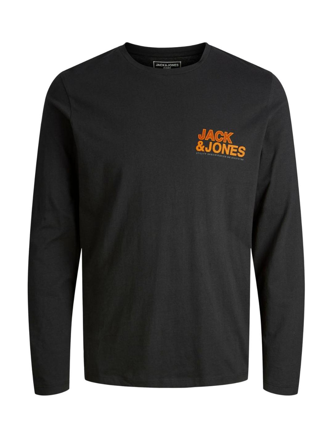 Camiseta Jack-Jones manga larga negra de hombre-z