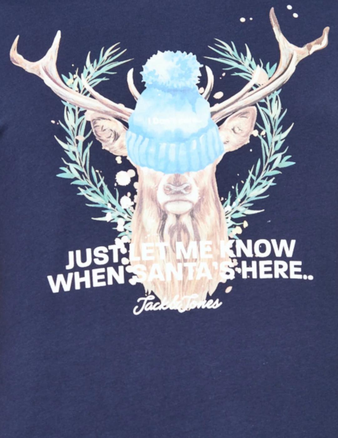 Camiseta navideña de Jack&Jones marino de hombre-z