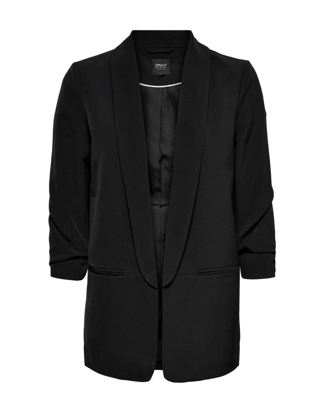 Blazer Only negra con manga fruncida de mujer-a