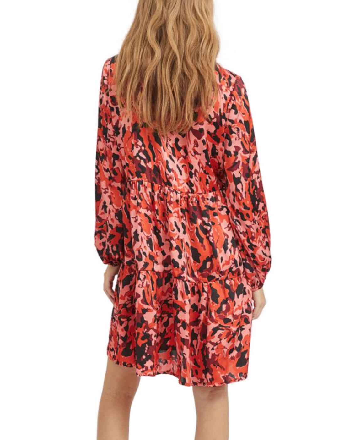Vestido Vila Sofie rojo leopardo para mujer-z