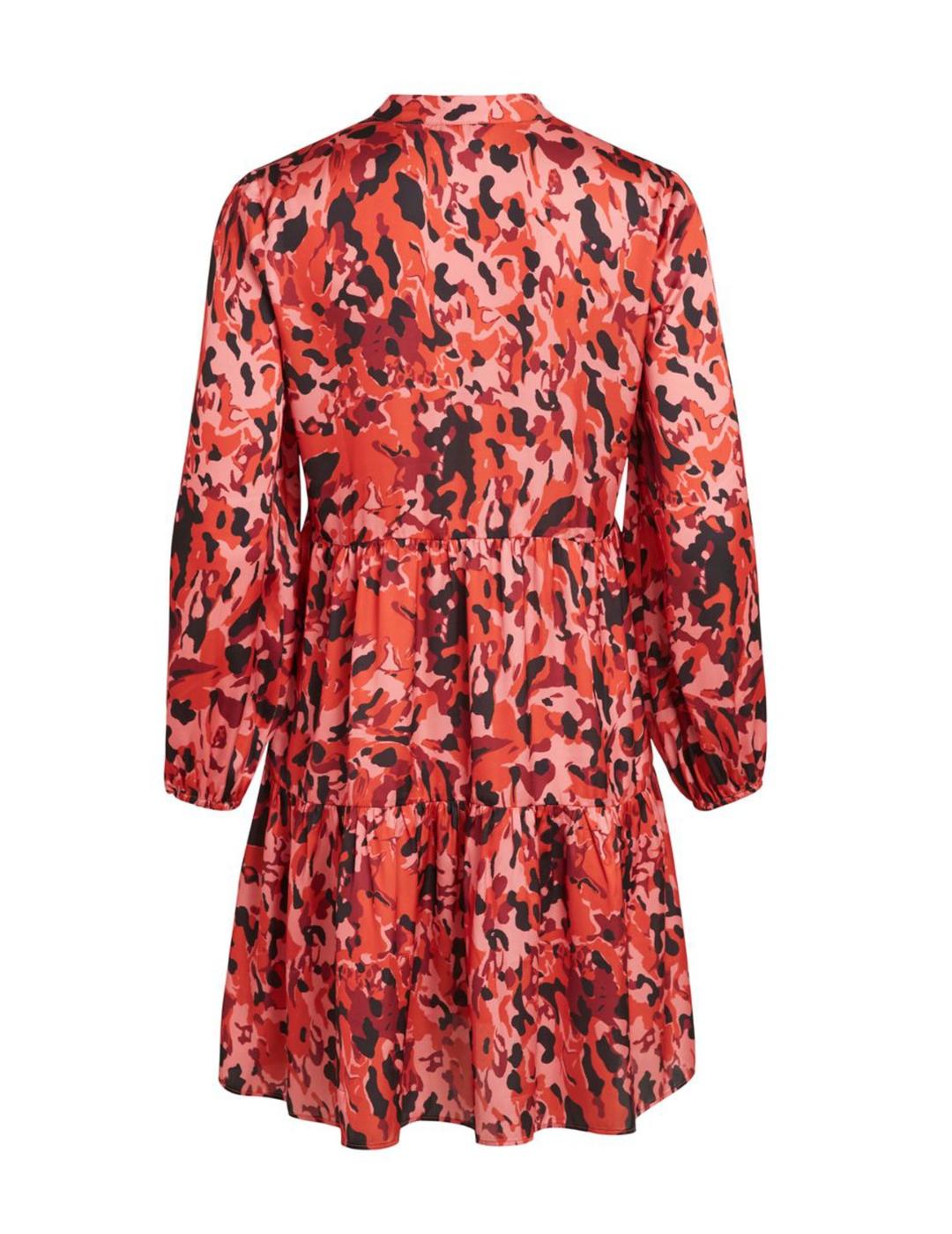 Vestido Vila Sofie rojo leopardo para mujer-z