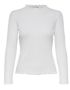 Camiseta Only Emma de canalé  blanca manga larga para mujer