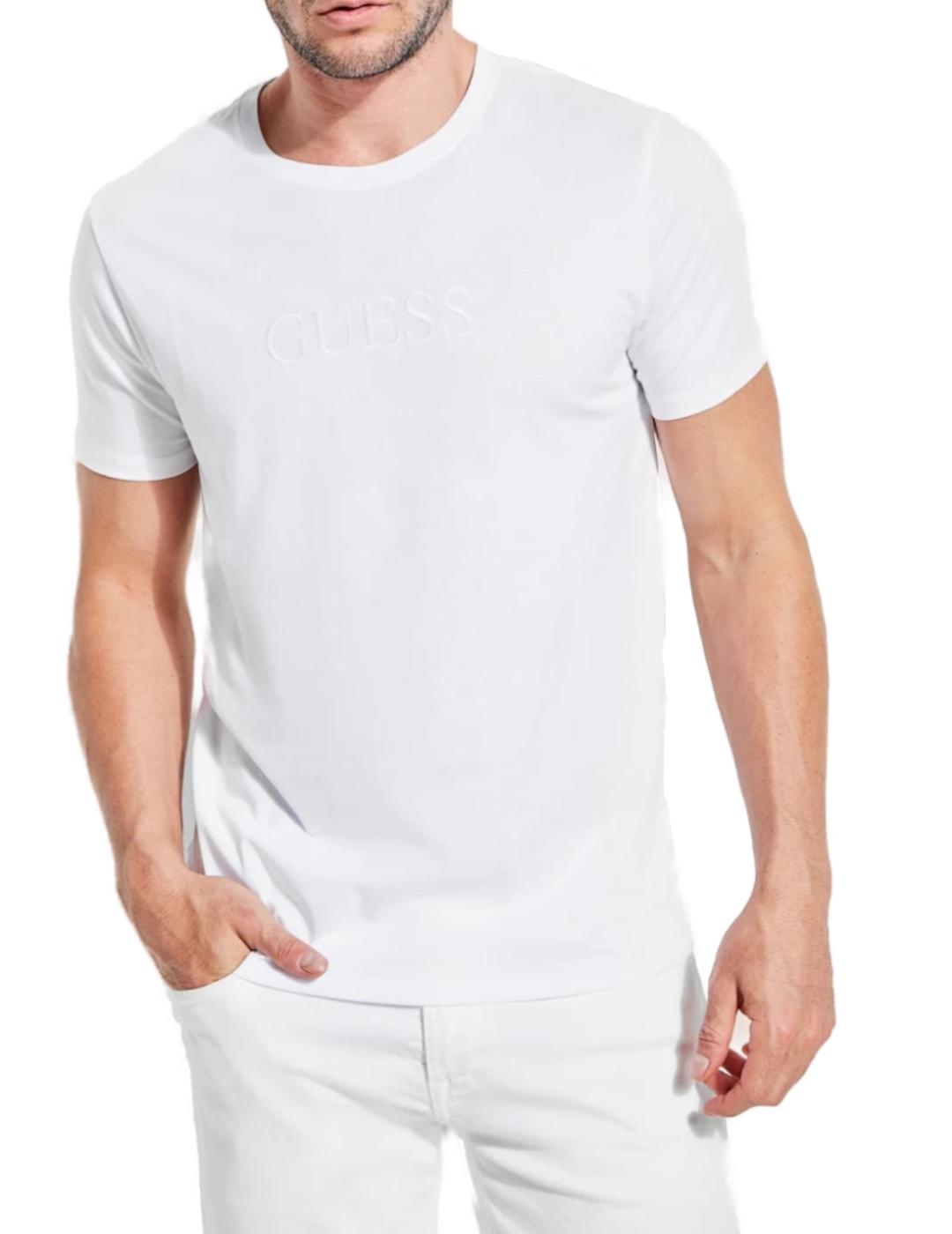 Camiseta Guess Pima blanca para hombre -a