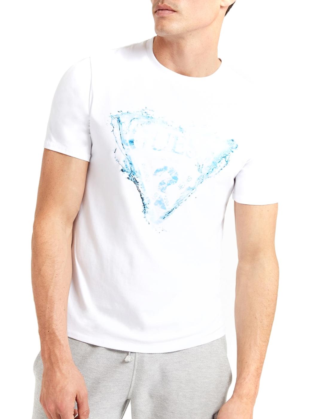 Camiseta Guess Splash blanca para hombre -a