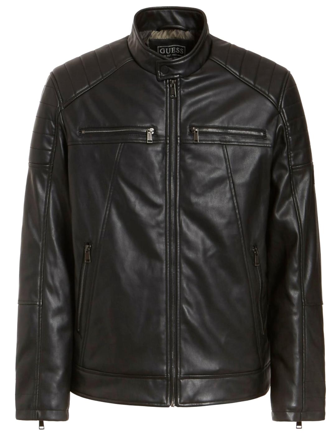 Chaqueta Guess Motorcycle negra para hombre-a