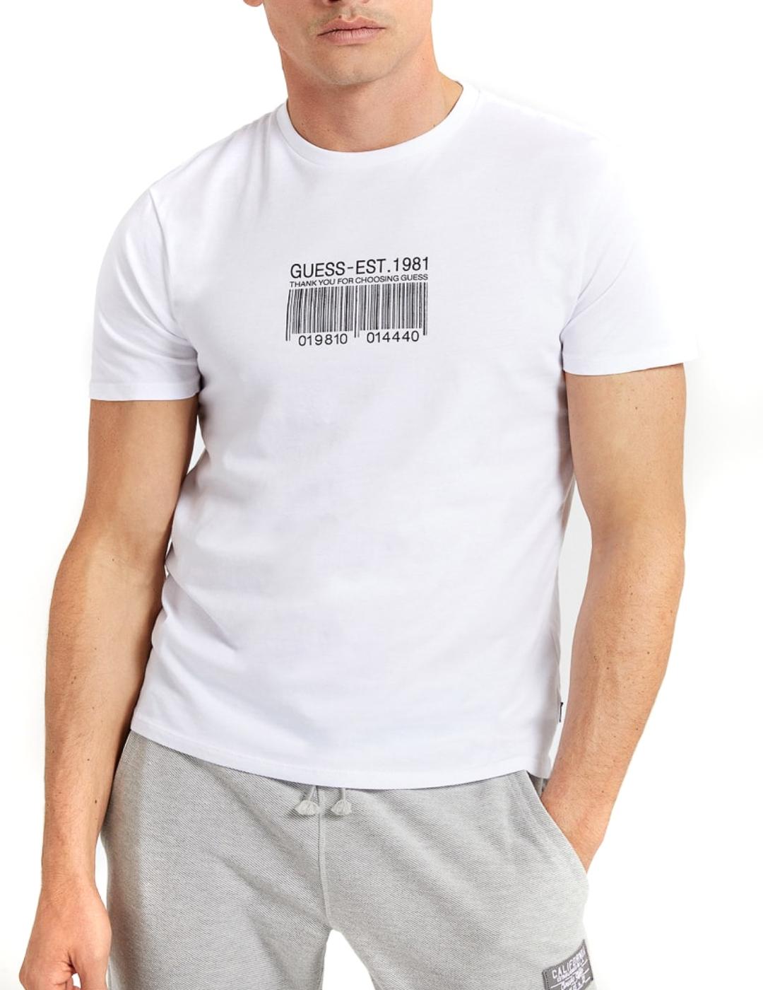 Camiseta Guess Barcode blanca para hombre-a