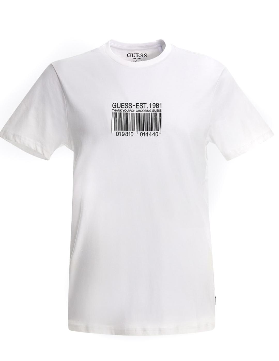 Camiseta Guess Barcode blanca para hombre-a