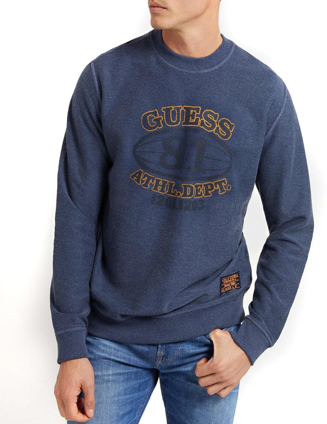 Sudadera Guess Colin azul jaspeado para hombre-a