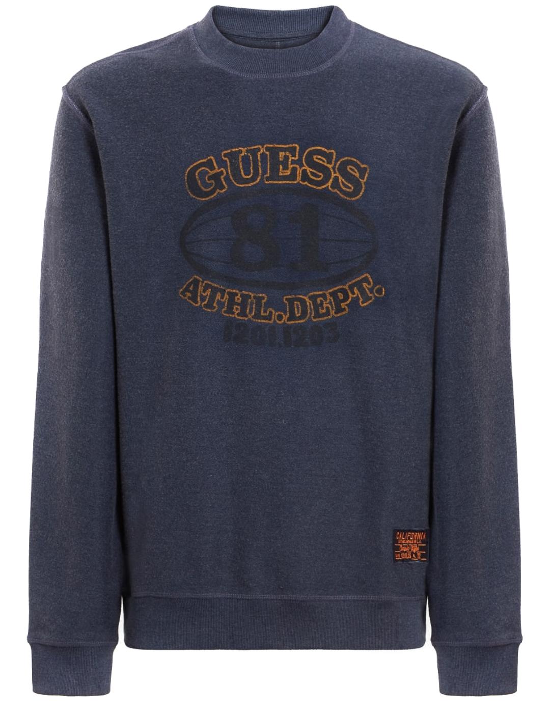 Sudadera Guess Colin azul jaspeado para hombre-a