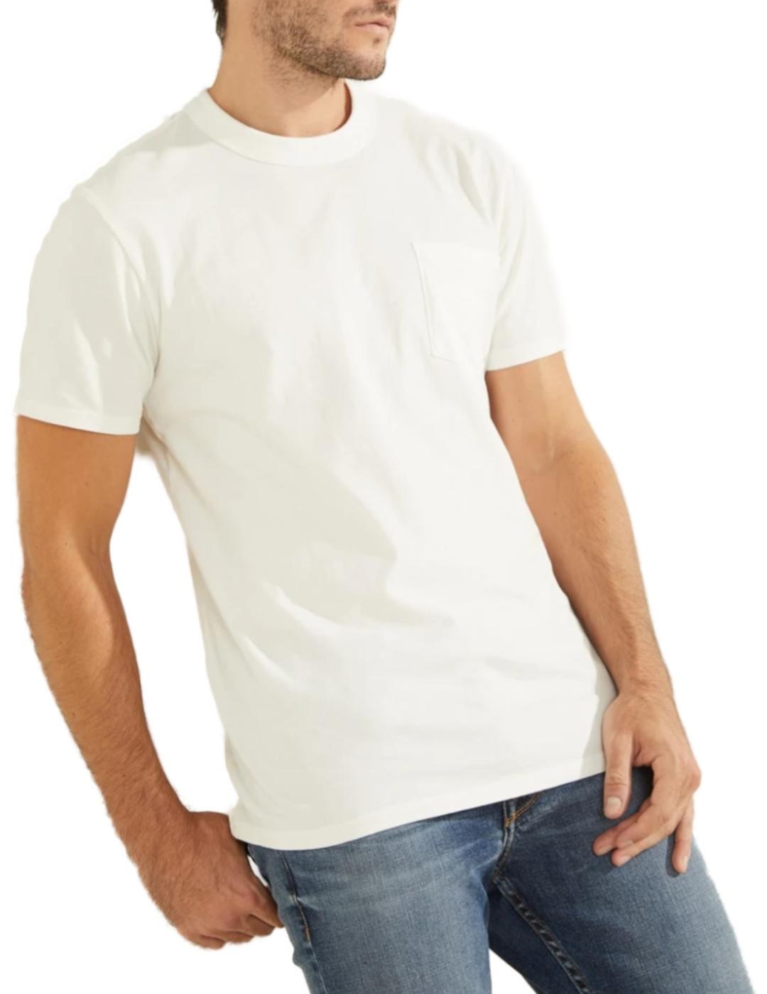 Camiseta Guess SS sueded blanca para hombre-a