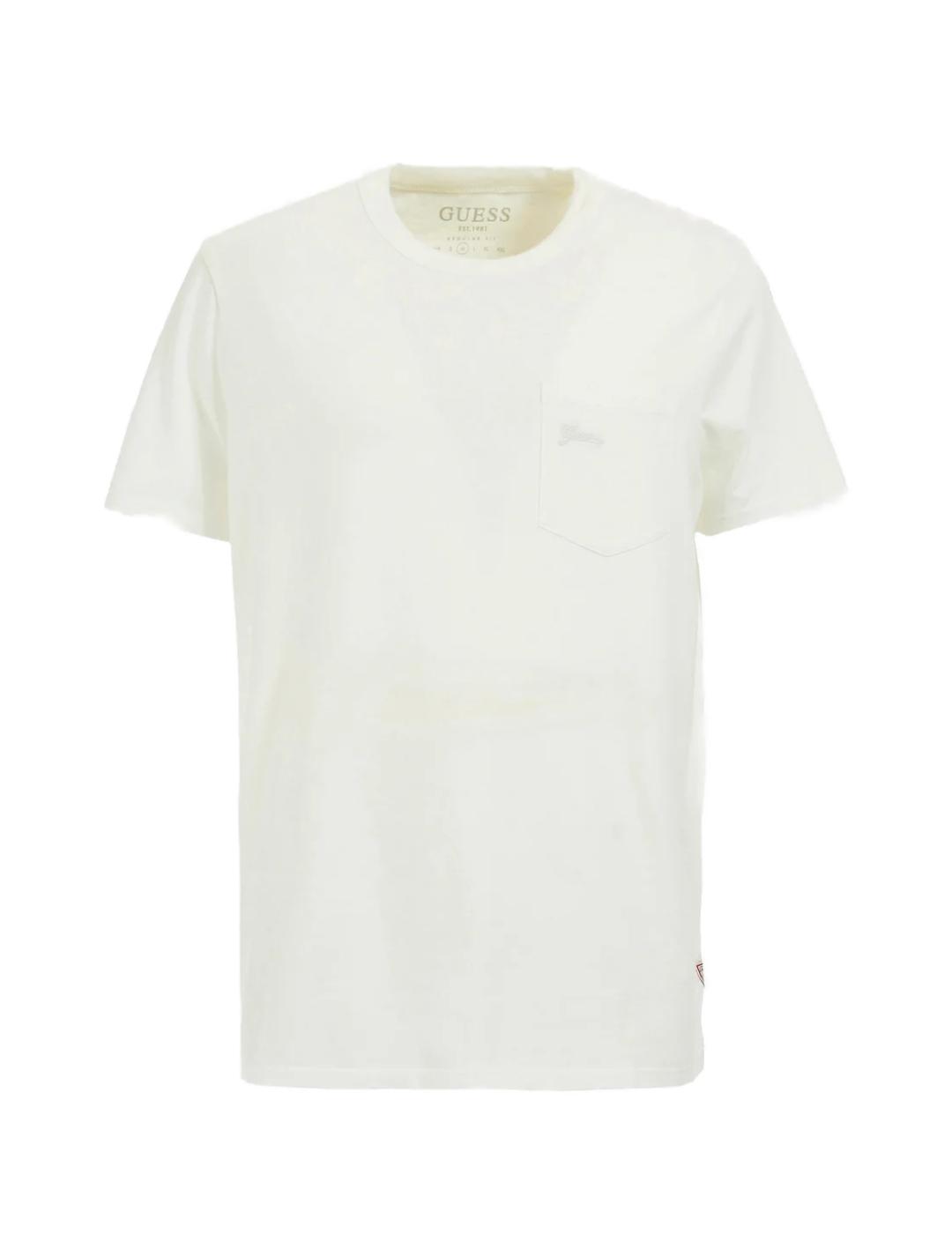 Camiseta Guess SS sueded blanca para hombre-a