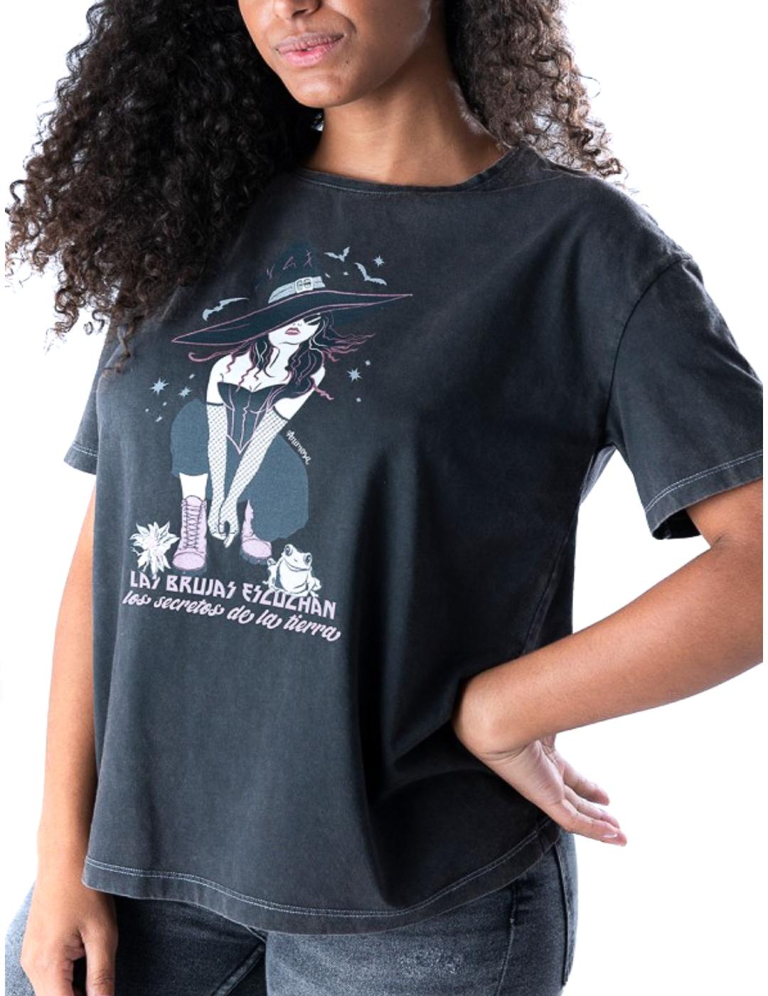 Camiseta Animosa Brujas negra para mujer-a